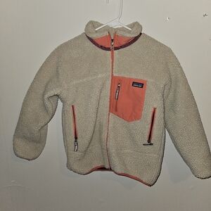Patagonia Cream and Orange Fleece Jacket